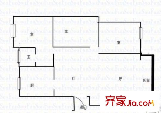 仙林誠品城戶型圖戶型圖 3室 3室2廳1衛(wèi)1廚