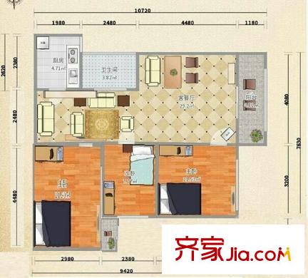 百家湖國(guó)際花園戶型圖戶型圖 3室 3室2廳1衛(wèi)