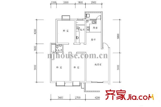 大華錦繡華城臨江苑07幢標(biāo)準(zhǔn)層C4戶(hù)型 4室2廳2衛(wèi)1廚