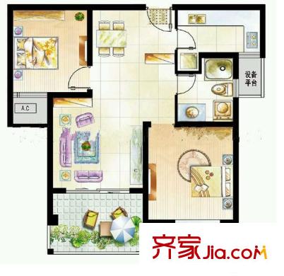 旭日愛上城1-4區(qū)戶型圖戶型圖 2室 2室2廳1衛(wèi)1廚