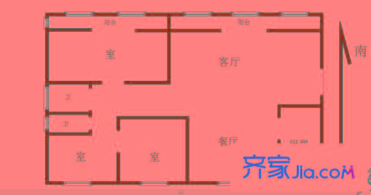 世茂濱江新城戶型圖戶型圖 3室 3室2廳2衛(wèi)1廚