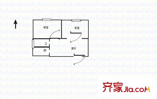 東方天郡戶型圖 戶型圖 2室 2室1廳1衛(wèi)1廚