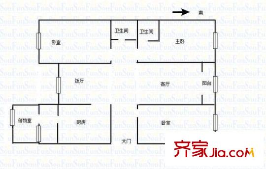 世茂濱江新城戶型圖戶型圖 4室 4室2廳2衛(wèi)1廚