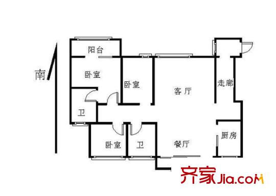 雅居樂花園戶型圖戶型圖 3室 3室2廳2衛(wèi)1廚