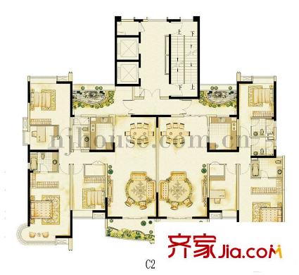 雅居樂花園戶型圖戶型圖 4室 4室2廳2衛(wèi)1廚