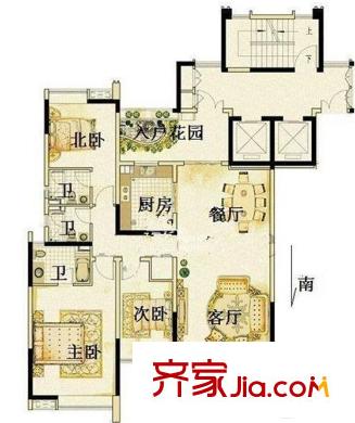 雅居樂花園戶型圖戶型圖 3室 3室2廳2衛(wèi)1廚