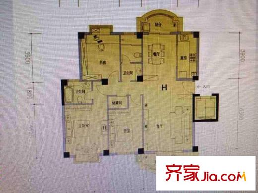 明發(fā)濱江新城一期戶型圖戶型圖 3室 3室2廳1衛(wèi)1廚