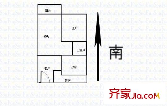 明發(fā)濱江新城一期戶型圖戶型圖 2室 2室2廳1衛(wèi)1廚