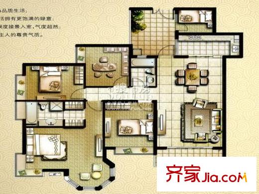 恒大綠洲戶型圖戶型圖 5室 5室2廳2衛(wèi)1廚