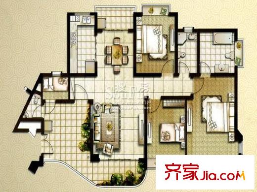 恒大綠洲戶型圖戶型圖 4室 4室2廳3衛(wèi)1廚
