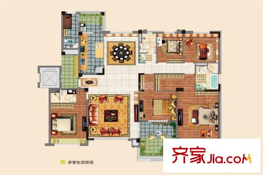 南京碧桂園平墅標準層YJ245t戶型 6室2廳4衛(wèi)1廚