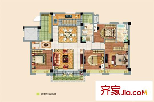 南京碧桂園花園洋房標準層YJ140t戶型 4室2廳2衛(wèi)1廚