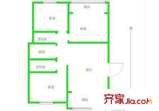 翠屏國際城戶型圖戶型圖 3室 3室2廳2衛(wèi)