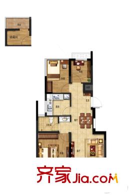 電建平方米悅府項(xiàng)目一期標(biāo)準(zhǔn)層A戶型 3室2廳1衛(wèi)1廚