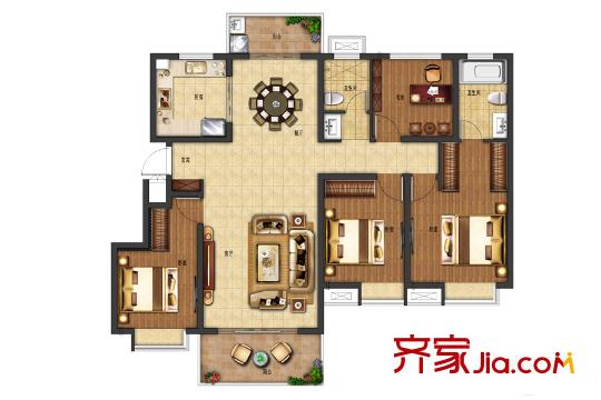 電建平方米悅府項(xiàng)目一期標(biāo)準(zhǔn)層E戶(hù)型 4室2廳2衛(wèi)1廚