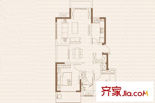 世茂夢享家項目A戶型 3室2廳1衛(wèi)1廚