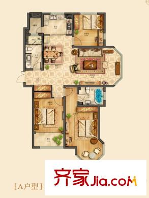 金沙灘壹號二期6#樓標(biāo)準(zhǔn)層A戶型 3室2廳2衛(wèi)1廚