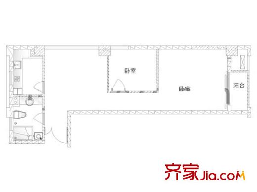 贊成領尚一期01幢標準層E戶型 2室1廳1衛(wèi)1廚