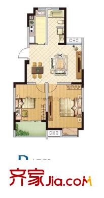 百麗明珠花園一期標(biāo)準(zhǔn)層B戶型 2室2廳1衛(wèi)1廚
