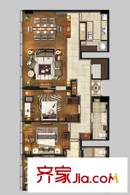雨潤國際廣場中央公寓標(biāo)準(zhǔn)層C4戶型 3室2廳2衛(wèi)1廚