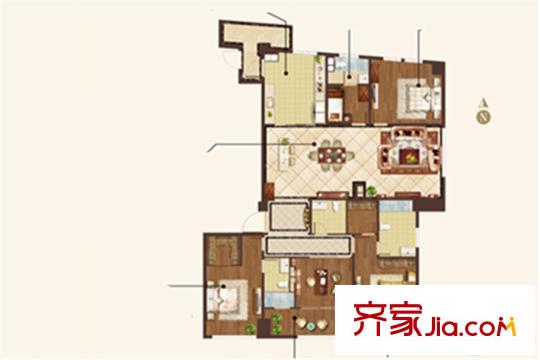 斯亞首府斯亞財(cái)富中心標(biāo)準(zhǔn)層F戶型 5室2廳4衛(wèi)1廚