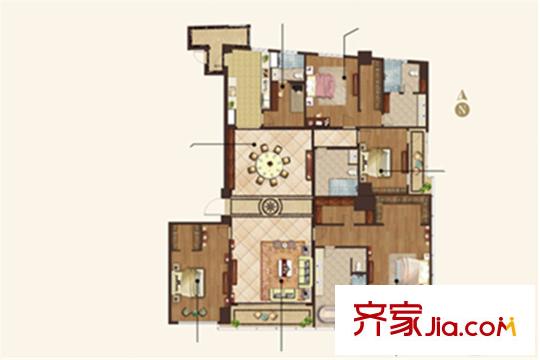 斯亞首府斯亞財(cái)富中心標(biāo)準(zhǔn)層D1戶型 5室2廳4衛(wèi)1廚