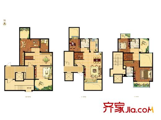 國信慧谷山居一期疊墅標(biāo)準(zhǔn)層B2戶型 5室4廳3衛(wèi)1廚