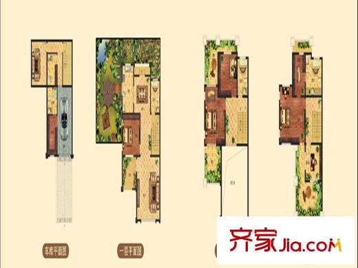 瑞景葉泊藍(lán)山一起雙拼別墅標(biāo)準(zhǔn)層S1戶型  4室2廳3衛(wèi)1廚
