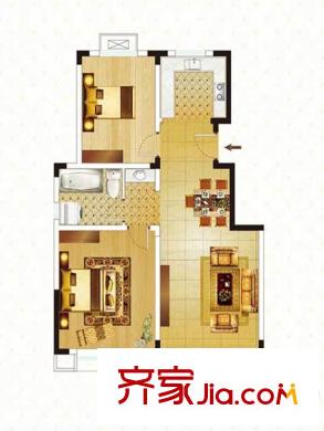 清香雅苑A1套型戶型圖 2室2廳1衛(wèi)1廚