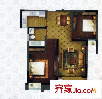 天澤苑五期27-29號(hào)樓標(biāo)準(zhǔn)層D2戶型 2室2廳1衛(wèi)1廚