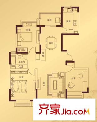 康利華府一期18、19、20幢標(biāo)準(zhǔn)層B-1戶型 3室2廳1衛(wèi)1廚