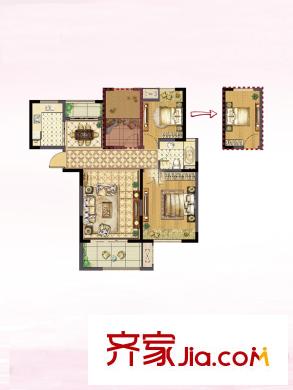 公園壹號一期1#2#3#標準層G-1戶型 3室2廳1衛(wèi)1廚