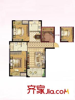 公園壹號一期1#2#3#標準層A-3戶型 3室2廳1衛(wèi)1廚
