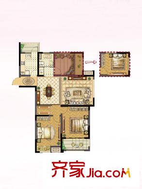 公園壹號一期1#2#3#標準層A-1戶型 3室2廳1衛(wèi)1廚
