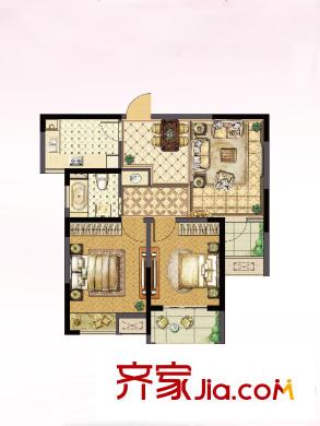公園壹號一期1#2#3#標準層G-2戶型 2室2廳1衛(wèi)1廚