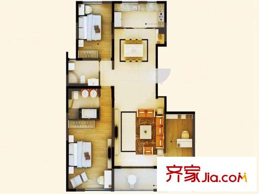 騁望驪都三期5、8號樓標準層B戶型 3室2廳2衛(wèi)1廚