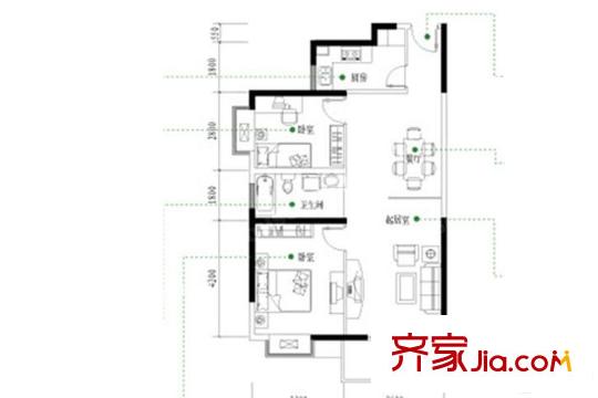 浦泰和天下F1戶型 3室3廳1衛(wèi)1廚