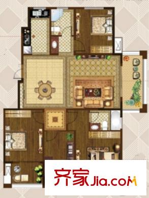 愛濤天岳城一期3、6、8號樓C戶型 4室2廳2衛(wèi)1廚