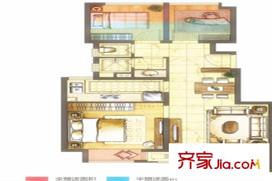 招商方山里花園一期標(biāo)準(zhǔn)層1-9幢A戶型 3室2廳1衛(wèi)1廚