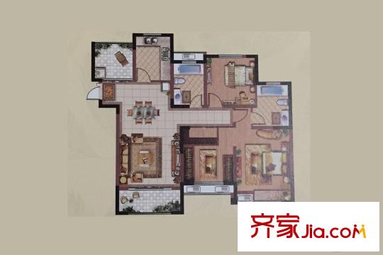 鳳麟府C1戶型 3室2廳2衛(wèi)1廚