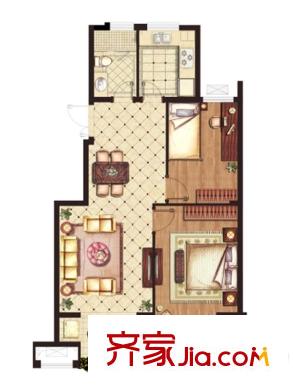 星葉楓情水岸一期1-6幢標(biāo)準(zhǔn)層E2戶型 2室2廳1衛(wèi)1廚