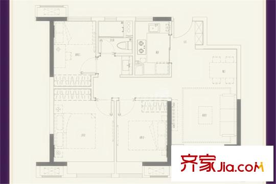 中海國(guó)際社區(qū)A2-1、A2-2幢標(biāo)準(zhǔn)層B戶型 3室2廳1衛(wèi)1廚