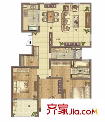 愛濤尚逸華府一期標(biāo)準(zhǔn)層G戶型 3室2廳2衛(wèi)1廚