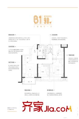 萬(wàn)科翡翠公園12、13#標(biāo)準(zhǔn)B1戶型 3室2廳1衛(wèi)1廚
