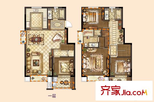 旭輝銀城白馬瀾山洋房標(biāo)準(zhǔn)層E1戶型 4室2廳3衛(wèi)1廚