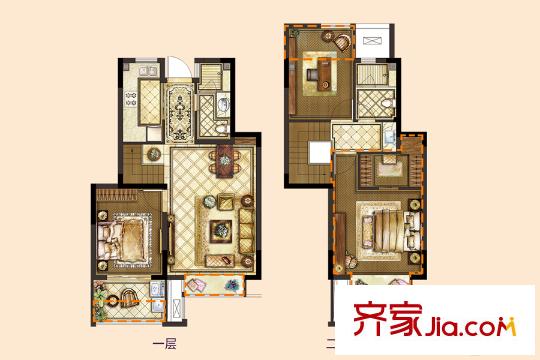 旭輝銀城白馬瀾山洋房標(biāo)準(zhǔn)層D2戶型 3室2廳2衛(wèi)1廚