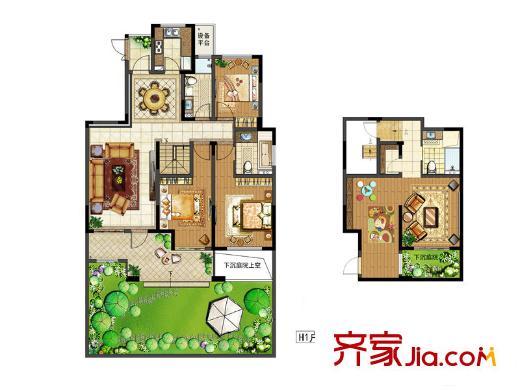 中電頤和府邸一期13#16#洋房-H1戶(hù)型  5室2廳3衛(wèi)1廚