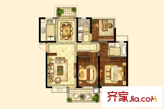 招商雍和府一期標(biāo)準(zhǔn)層C戶型 3室2廳2衛(wèi)1廚