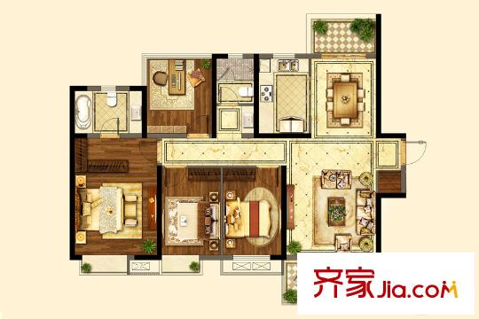 招商雍和府一期標(biāo)準(zhǔn)層D戶型 4室2廳2衛(wèi)1廚