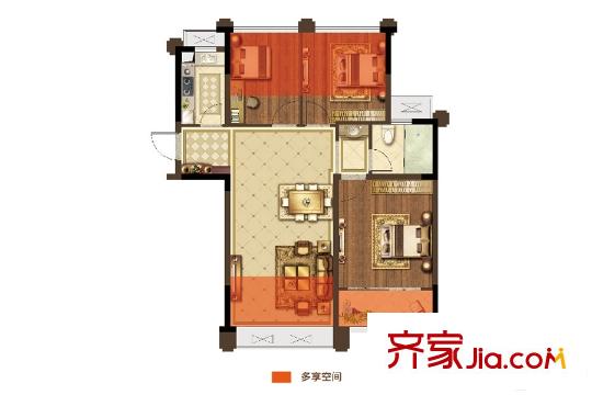 愛濤尚書云邸一期C戶型 3室2廳1衛(wèi)1廚